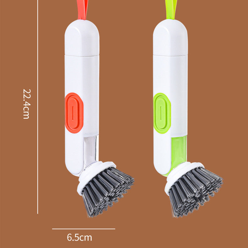 Multi-Functional Long-Handle Liquid-Filled Cleaning Brush Washing Up Brushes With Liquid Dispenser Two Replacement Heads For Kitchen Cleaning Brush Gadgets