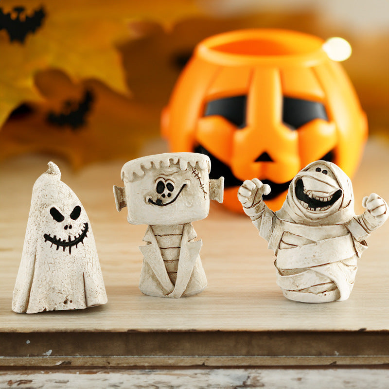 Pumpkin Head Ghost Halloween Scene Decoration Ornaments