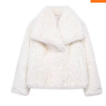 Winter Plush Coat Fashion Warm Thicken Fluffy Lapel Jacket Outwear Casual Long Sleeve Tops Womens Clothing