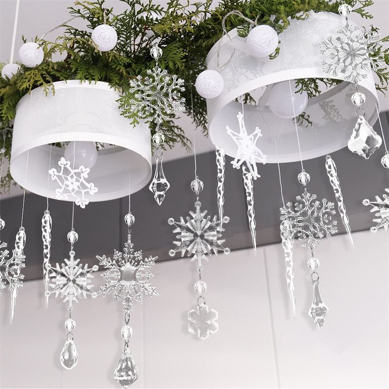 Festive Christmas Decor: Acrylic Ice Strip Snow Ceiling Pendants & Ornaments