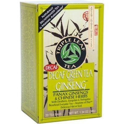 Triple Leaf Brand, Decaf Green Tea with Ginseng, 20 Tea Bags