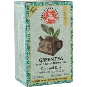 Triple Leaf Brand, Green Tea with Roasted Brown Rice 20 Tea Bags