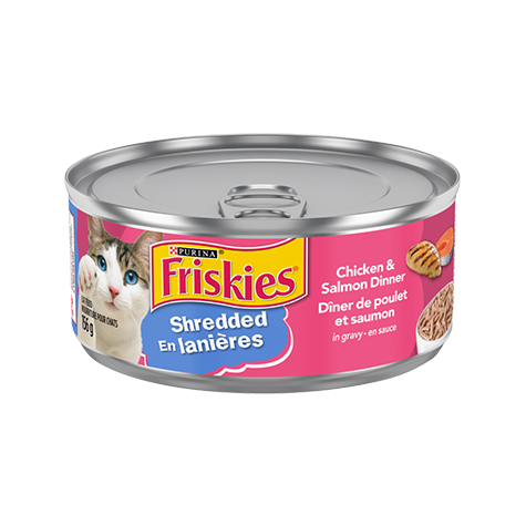 Purina Friskies® Shredded Chicken & Salmon Dinner Wet Cat Food 156G
