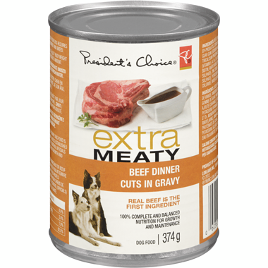PC Extra Meaty Dog Food, Beef Dinner With Gravy 624G