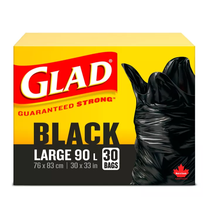 Glad, Black Large Garbage Bag, 30 Bags