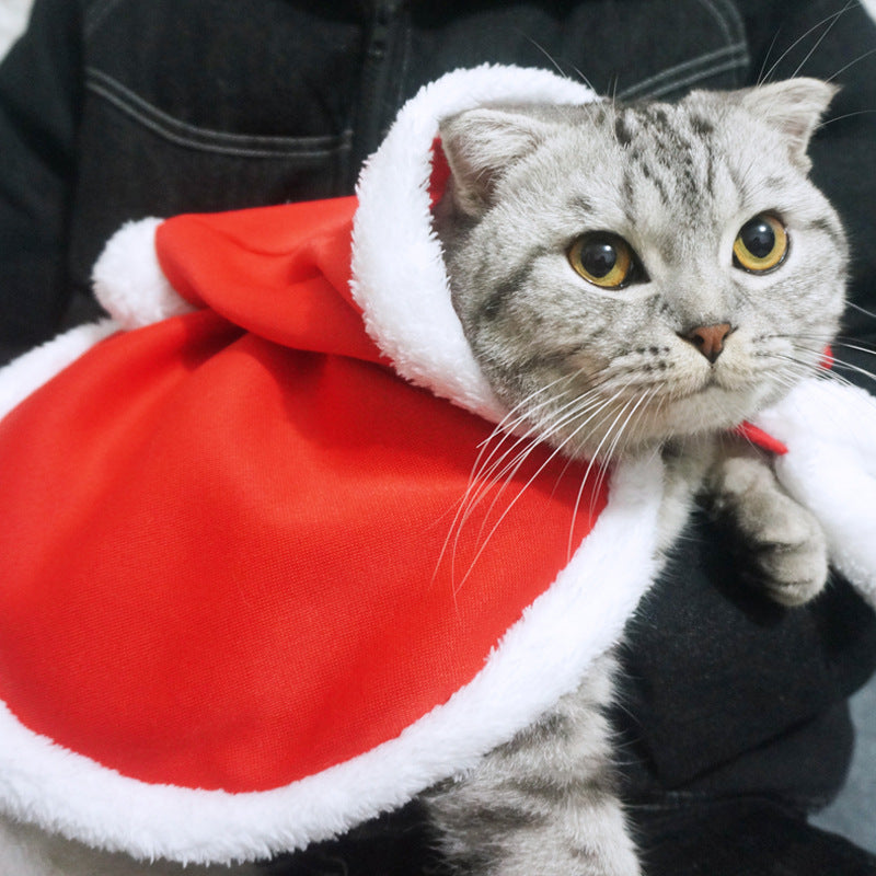 Pet Cloak Shawl Cat Christmas Clothes New Year Dress Up Small Dog Cloak Clothes Spring Festival