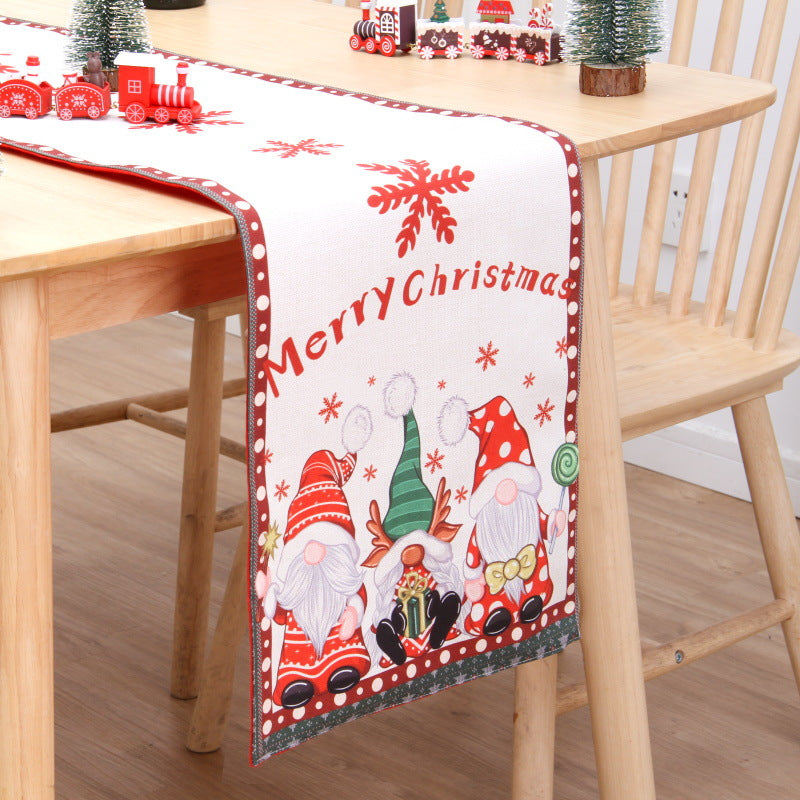 Christmas Table Flag Double Printing Snowman Table Mat