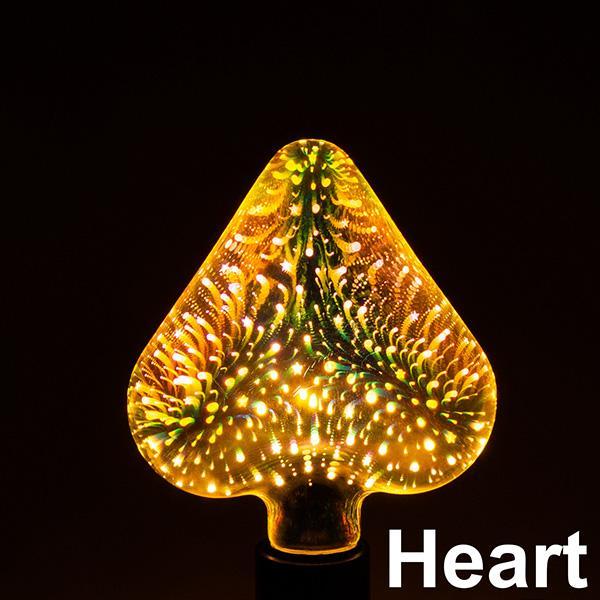 LED Light Bulb 3D Decoration Bulb Firework 110 220V ST64 G95 G80 G125 A60 Bottle Heart Holiday Lights Novelty Christmas Lamp