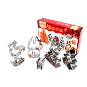 8/18-piece Set Gingerbread House Stainless Steel Christmas Scenario Cookie Cutters Set Biscuit Mold Fondant Cutter Baking Tools
