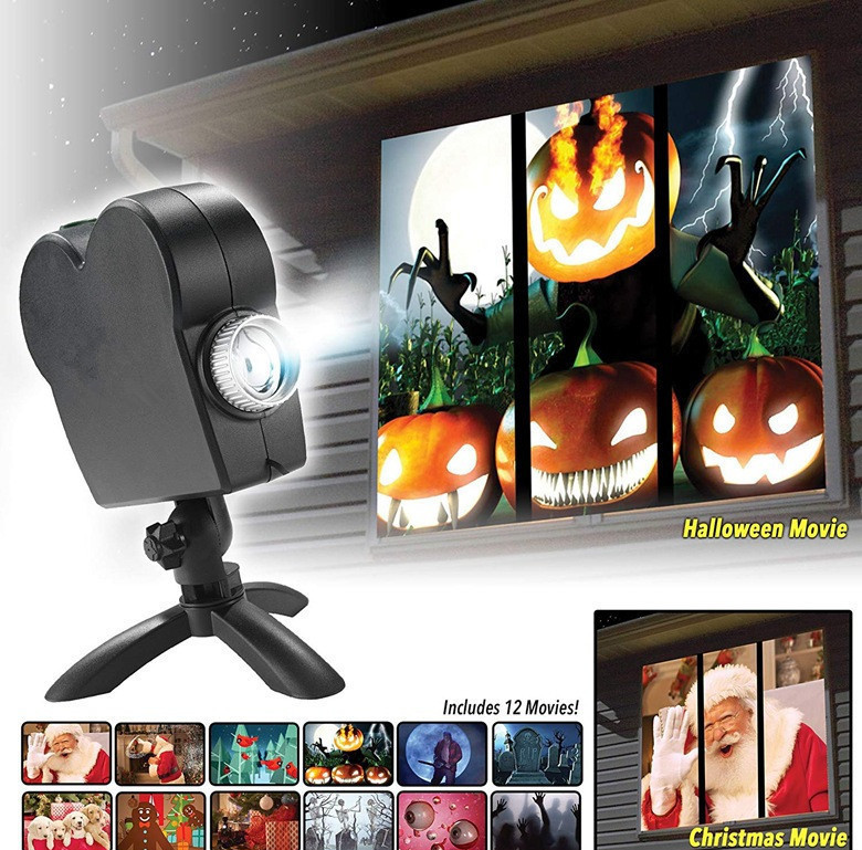 Halloween  Christmas Laser Projector 12 Movies Disco Light Mini Window Home Theater Projector Indoor Outdoor Projector