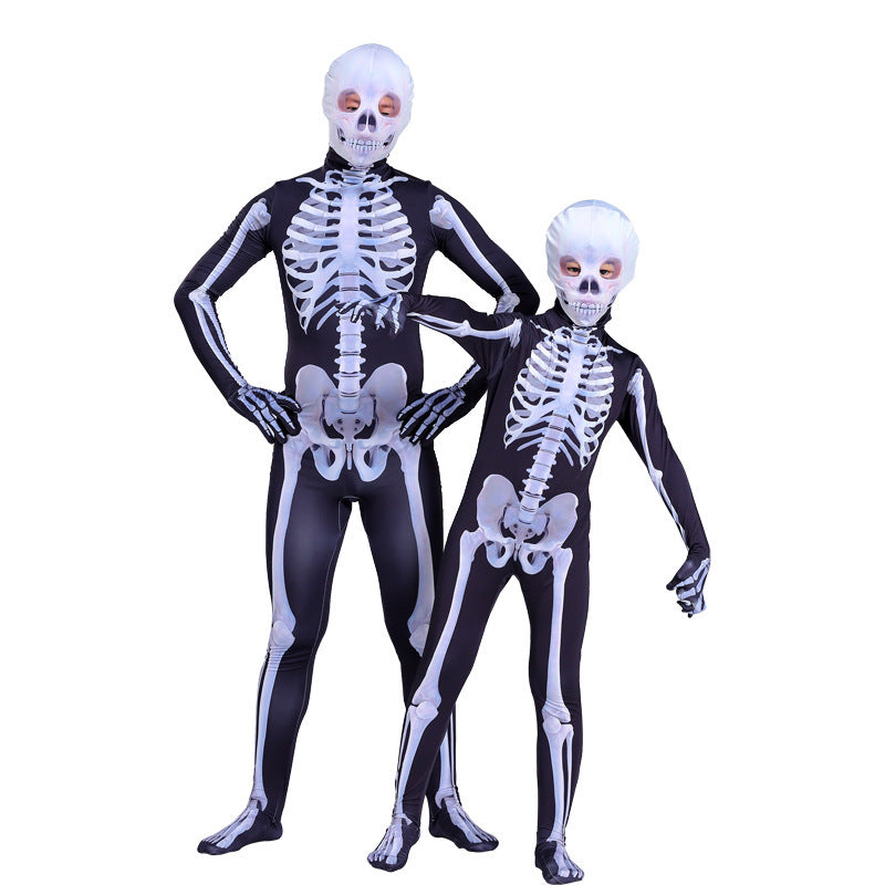 Halloween Skeleton Costume Scary Skeleton Skull Costume Jumpsuit Carnival Party Clothing
