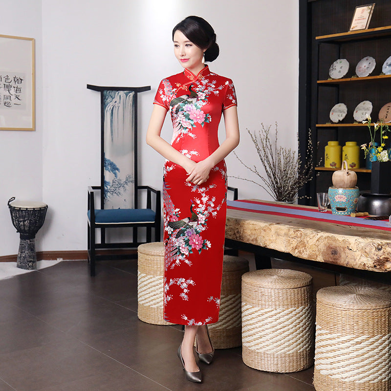Chinese style spring and summer improved cheongsam dress long