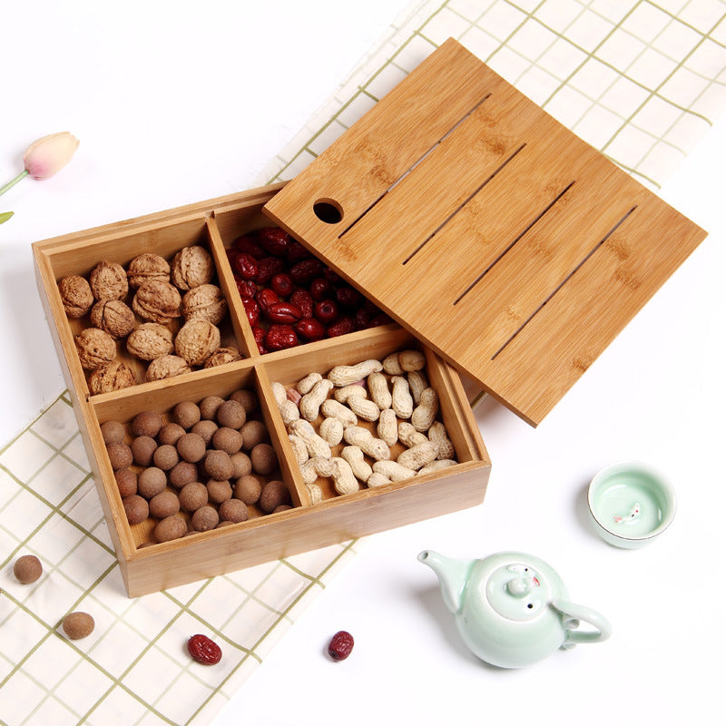 Bamboo New Year Candy Box Multifunctional Chinese New Year Dried Fruit