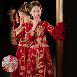 Wedding Bridal Toast Dress Plus Size Chinese Wedding Dress