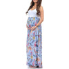 Round Neck Sleeveless Paneled Printed Maternity Maxi Dress