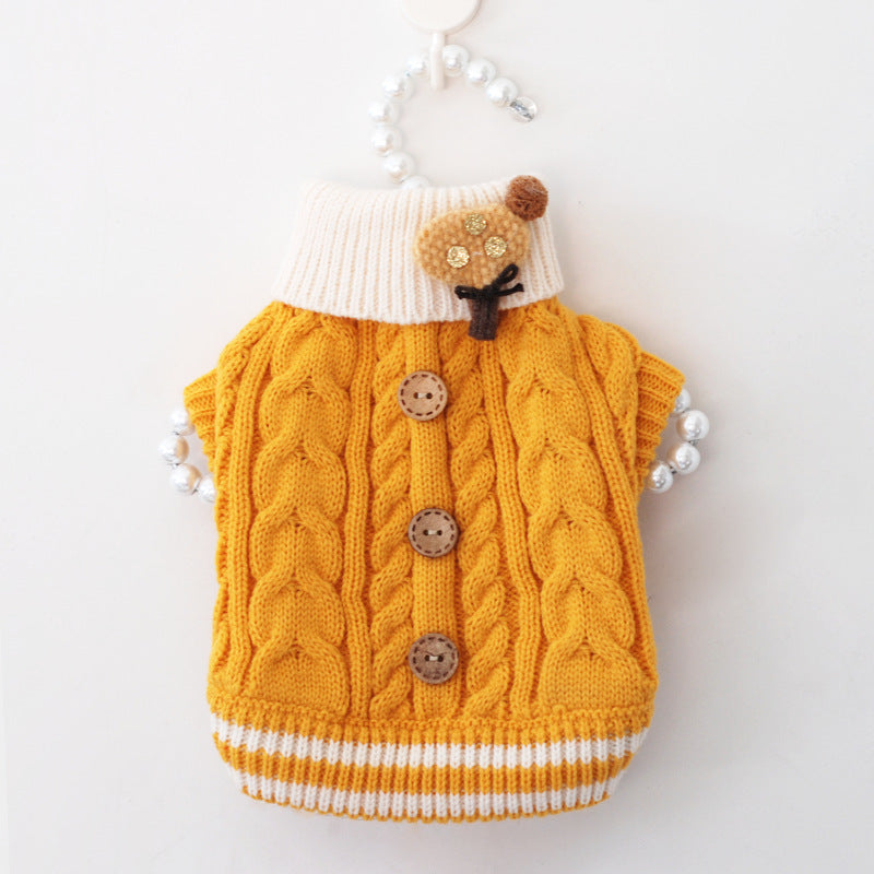 Classic Knitted Pet Sweater Overall Sweet Color Dog Clothes for Small Dogs Winter New Year's Dog Jacket Warm Luxury Cat Clothing