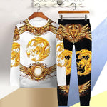 Chinese Style Men's Long-Sleeved T-Shirt And Trousers Two-Piece Suit