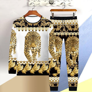 Chinese Style Men's Long-Sleeved T-Shirt And Trousers Two-Piece Suit