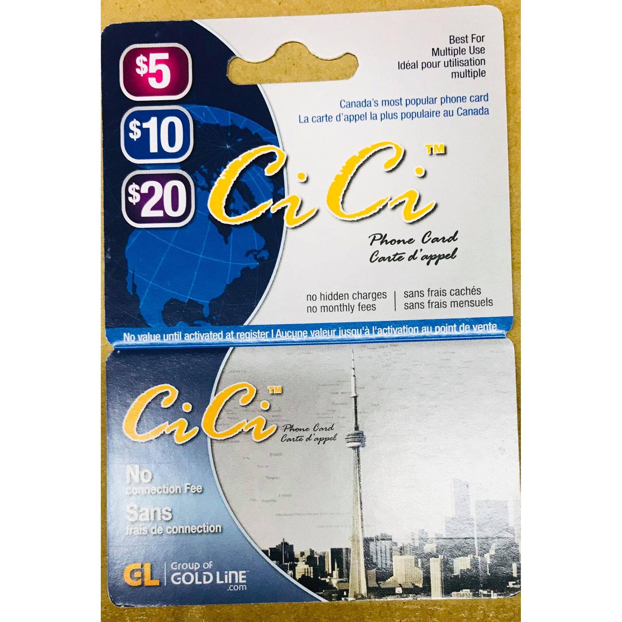 Ci Ci Phone Card $5 $10 $20