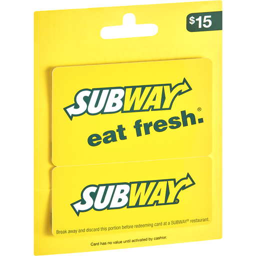 Subway Gift Card $ 15