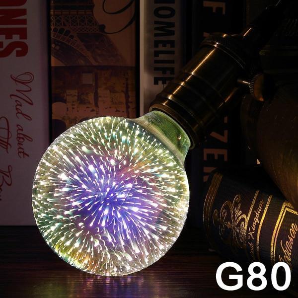 LED Light Bulb 3D Decoration Bulb Firework 110 220V ST64 G95 G80 G125 A60 Bottle Heart Holiday Lights Novelty Christmas Lamp
