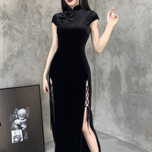 Retro Chinese Style Velvet Cheongsam Improved Version Dress