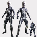 Halloween Skeleton Costume Scary Skeleton Skull Costume Jumpsuit Carnival Party Clothing