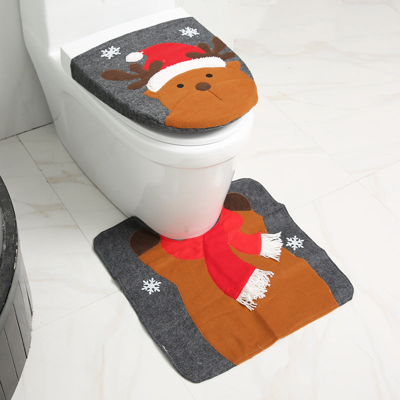 Merry Christmas Bathroom Curtain Santa Claus Toilet Seat Christmas Decorations
