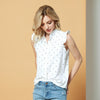 Women's White Short Sleeve Polka Dot Ruffle Shirts