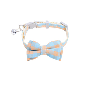 Collar For Small Dogs Christmas Quick Release Plaid Bow Tie Collar Necklace Cat Gato Colar Safety Elastic Bowtie With Bell