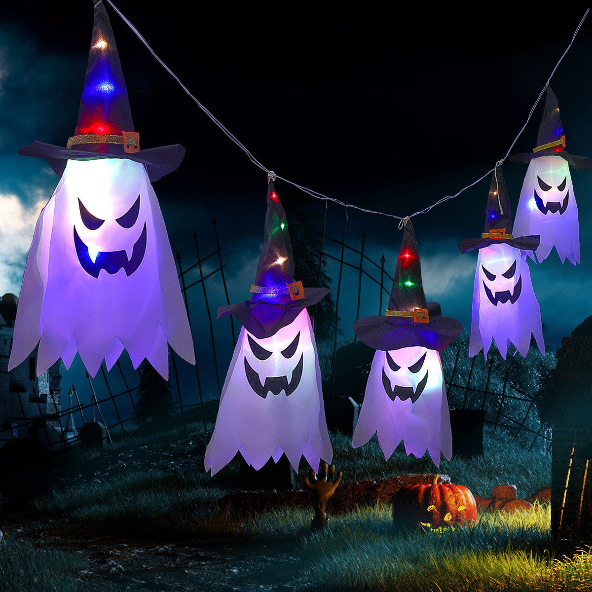 Halloween Holiday Decoration Lanterns Cloth Art Ghost Halloween String Lights