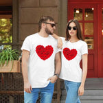 Valentine's Day Romantic Couple Love Rose Short Sleeve