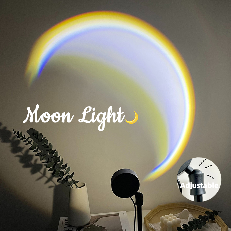 INS USB Moon Lamp LED Rainbow Neon Night Sunset Light Projector Photography Wall Atmosphere Lighting For Bedroom Home Decor