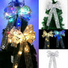 LED Christmas Tree Top Topper Ribbon Bow Light Up Xmas Tree Hanging Decor
