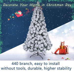 Artificial Christmas Tree White Snow Covered Xmas Decorations Decor With Stand