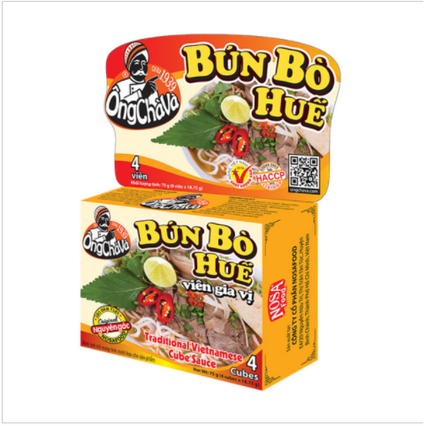 OngChaVa, Bun Bo Hue, Hue Beef Rice Noodle Broth Cubes, A box of 4 cubes