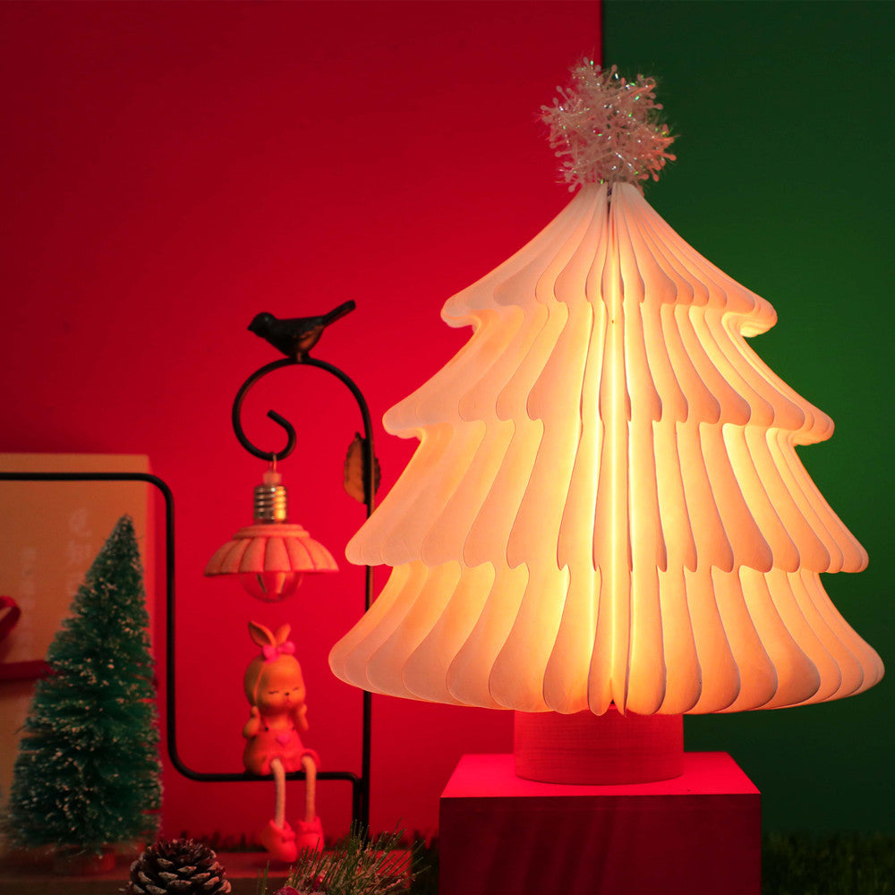 Hot Sale Christmas Tree Light Wooden Folding Led Colorful Table Lamp