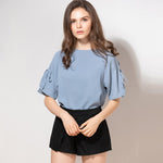 Women's Solid Color Shirts with Lace-up