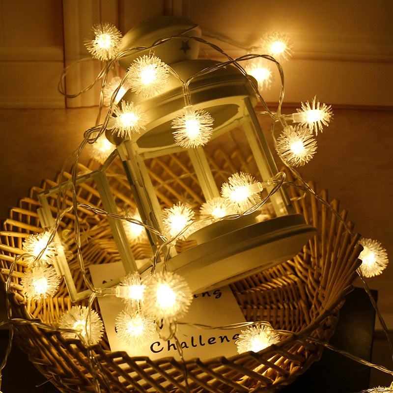 Pompom Dandelion Lantern Flashing Light String Christmas Decoration