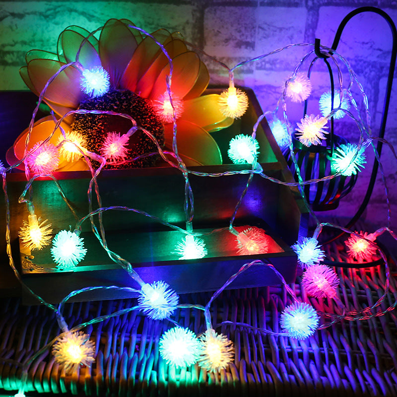 Pompom Dandelion Lantern Flashing Light String Christmas Decoration