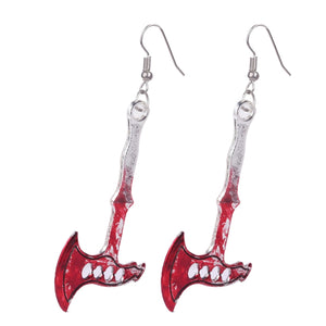 Bloodstained Horror Halloween Earrings Scissors Axe Personality Party