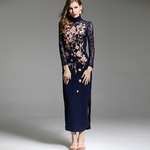 Dignified And Elegant Chinese Style Embroidered Flower Chinese Dress
