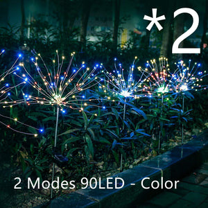New Ground Plug Solar Fireworks Light LED Light String Copper Wire Outdoor Garden Decoration Star Lights Christmas Lights