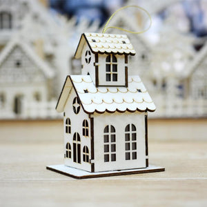 LED Light Wood House Cute Christmas Assembly Party Ornaments Holiday Decorations