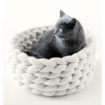 Coarse Wool Hand-woven Pet Bed, Washable Solid Color