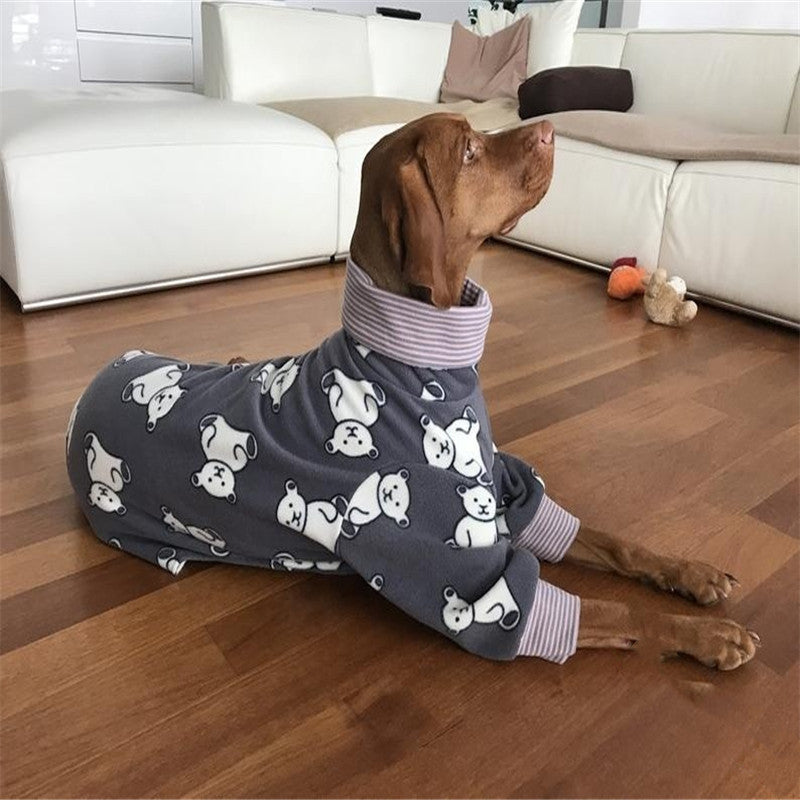 Dog Warm Clothes High Collar Printing Soft And Comfortable Pet Four-legged Clothing