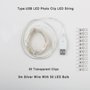 2m/5m/10m Photo Clip String Lights Led Usb Outdoor Battery Operated Garland With Clothespins For Home Decoration String Lights
