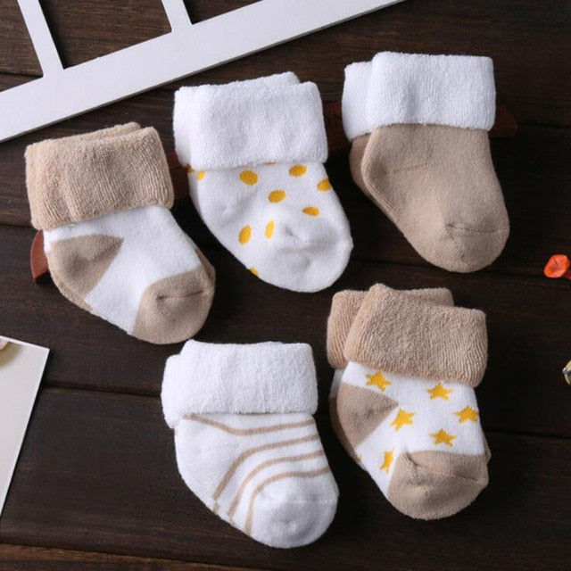 5 Pair/lot New Cotton Thick Baby Toddler Socks, Autumn and Winter, Warm Baby Boot Sock