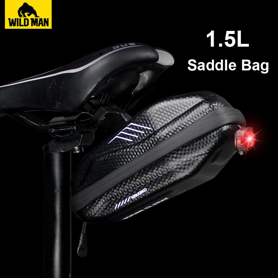 NEWBOLER 1.5L Hard shell Bicycle Saddle Bag Waterproof Cycling Panniers MTB Bike Rear Tool Bag Night Reflective Bike Accessories