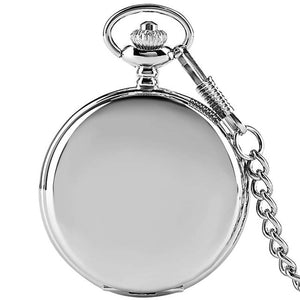 Luxury Smooth Silver Pendant Pocket FOB Watch, Modern Arabic Number Analog Watch, Men and Women Fashion Necklace Chain, Unisex Gift